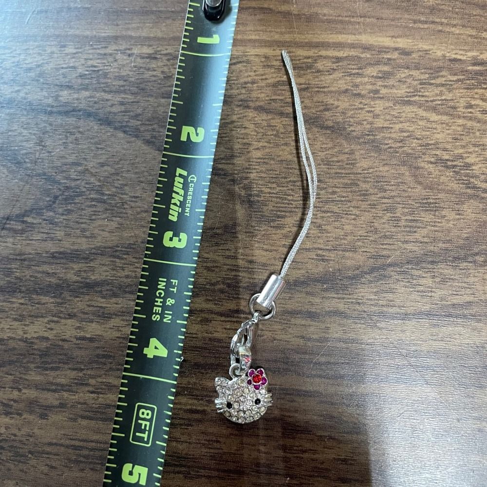 Hello Kitty Anywhere Charm‎ Rhinestone Silver Tone Cell Phone Accessory - Picture 5 of 10